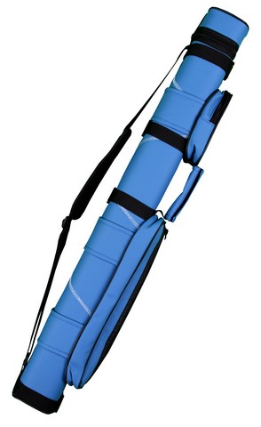 2X2 Hard Pool Cue - Billiard Stick Carrying Case Blue With White Stitching Design